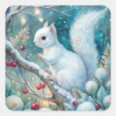 A White Squirrel Quadratischer Aufkleber (Vorderseite)