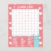 A Whole Llama Love Classroom Valentine's Day Card (Rückseite)