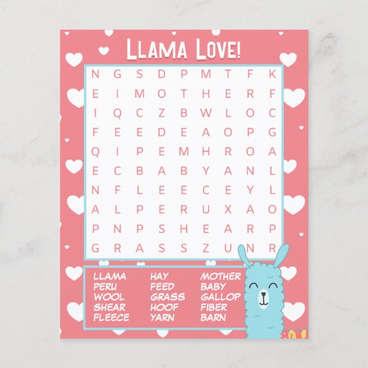 A Whole Llama Love Classroom Valentine's Day Card (Rückseite)