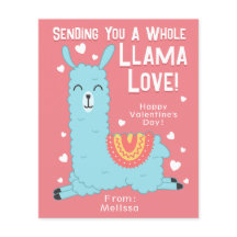 A Whole Llama Love Classroom Valentine's Day Card