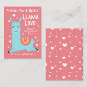 A Whole Llama Love Classroom Valentine's Day Note  Mitteilungskarte (Vorne/Hinten)