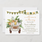 A Wild One Jungle Animals Safari Baby Dusche Einladung (Vorderseite)