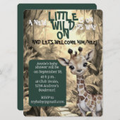 A Wild One Safari Adventures: Einzigartige Babydus Einladung (Vorne/Hinten)