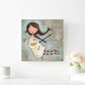 A Wing and A PUrr - Wall Clock Quadratische Wanduhr (Zuhause)