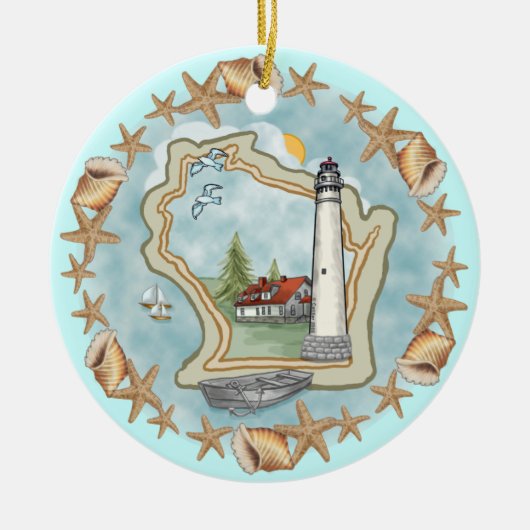 A Wisconsin Muscheln Leuchtturm Ornament (Vorne)