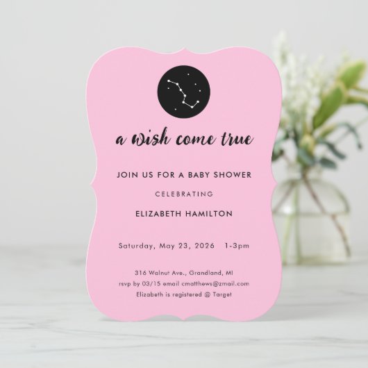 A Wish Come True Big Dipper Baby Shower Invitation Einladung (Stehend Vorderseite)