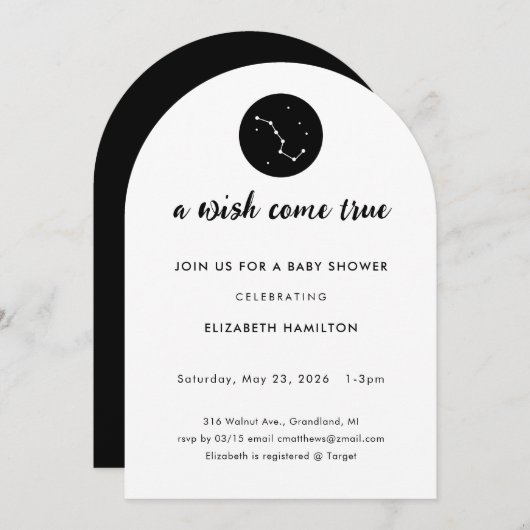 A Wish Come True Big Dipper Baby Shower Invitation Einladung (Vorne/Hinten)