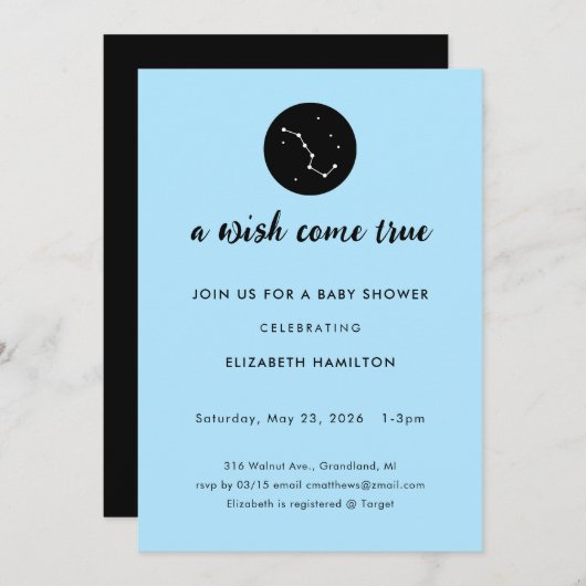 A Wish Come True Big Dipper Baby Shower Invitation Einladung (Vorne/Hinten)