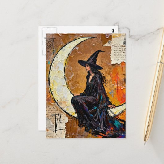 A Witch Mixed Media Collage Postkarte (Vorderseite/Rückseite Beispiel)