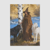 A Witch With Her Wolf Friends decoupage Seidenpapier (Vorderseite)