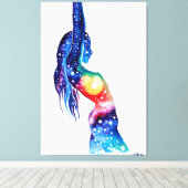 A woman and the universe inside her soul  leinwanddruck (Insitu (Holzboden))