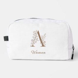 A Woman – Elegant Floral Monogram Gold Makeup Pouc Waschbeutel