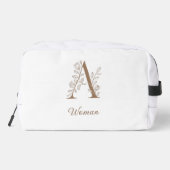 A Woman – Elegant Floral Monogram Gold Makeup Pouc Waschbeutel (Rückseite)
