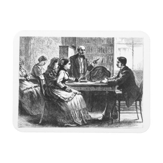 A woman negotiates with a factory manager, assist magnet (Horizontal)