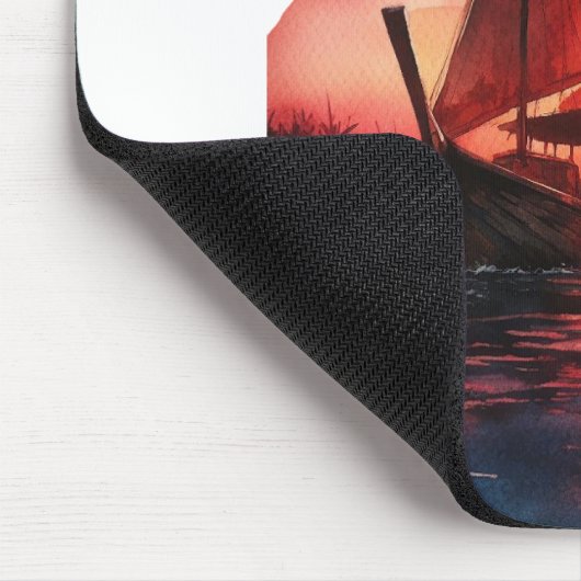 a woman's mask enveloping a sailboat at sunset mousepad (Ecke)