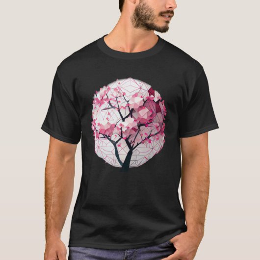 A Work of with a Cherry Blossom Sphere Geometric T-Shirt (Vorderseite)