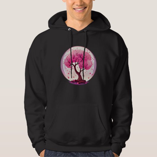 A Work of with a Geometric Cherry Blossom Tree Hoodie (Vorderseite)