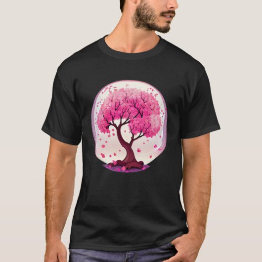 A Work of with a Geometric Cherry Blossom Tree T-Shirt (Vorderseite)