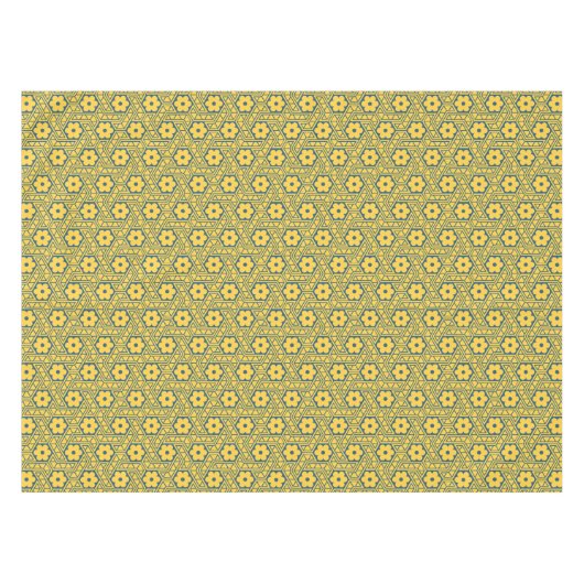 A yellow and blue Indian lattice flower pattern Tischdecke (Vorderseite (Horizontal))