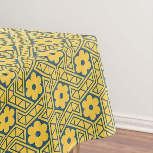 A yellow and blue Indian lattice flower pattern Tischdecke (Beispiel)