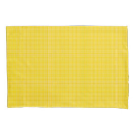A yellow plaid fabric is shown in two images kissenbezug