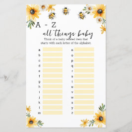 A-Z alles Babydusche Spiel