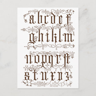 A-Z Alphabet Illustrative Zubehör Postkarte