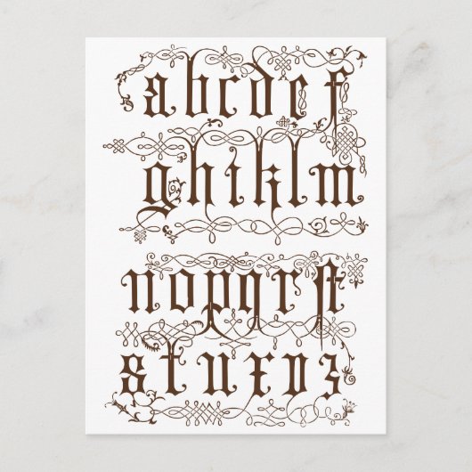 A-Z Alphabet Illustrative Zubehör Postkarte (Vorderseite)