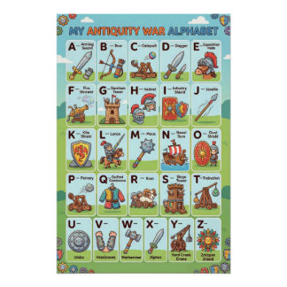 A-Z Antike Kriegsalphabet Poster