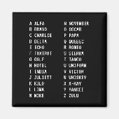 A-Z Flugcode Zweikolonnen Phonetisch Alphabet Schw Magnet (Vorne)