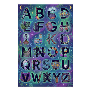 A-Z Hexen-Alphabet Poster (Ohne Wörter)