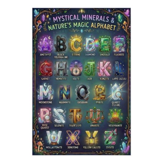 A-Z Mystische Kristallalphabet Poster (Vorderseite)