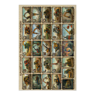 A-Z Traktoren und Schweres Gerät Alphabet Poster