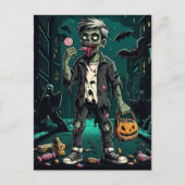 A Zombie Eating Halloween Candy Postkarte (Vorderseite)