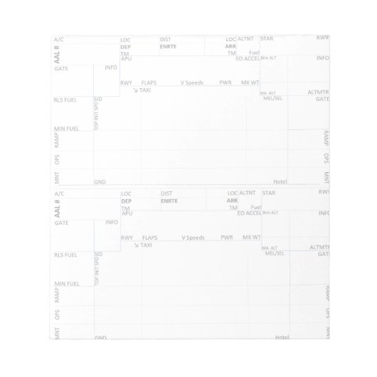 AA Flight Deck Numbers 3 Notepad Notizblock (Vorderseite)
