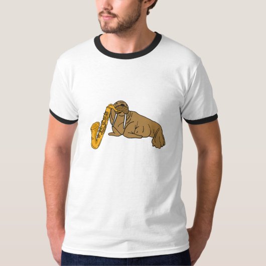 AA, Walroß, das den Saxophone-T - Shirt spielt (Vorderseite)