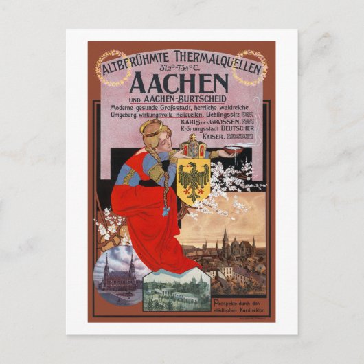 Aachen Vintage Poster Deutschland 1910 Postkarte (Vorderseite)