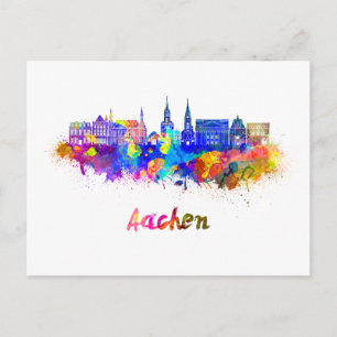 Aachener Skyline im Wasser Postkarte