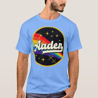Aaden-Regenbogen im Weltraum Vintager Stil T-Shirt