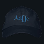 Aafje Personalisiert Blau bestickte Baseballkappe<br><div class="desc">Aafje Name auf individualisierbaren bestickten Baseball-Cap / Baseballhut in blau,  von 369MyName & 369.</div>