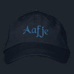 Aafje Personalisiert Blau bestickte Baseballkappe<br><div class="desc">Aafje Name auf individualisierbaren bestickten Baseball-Cap / Baseballhut in blau,  von 369MyName & 369.</div>