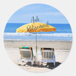 Aah...Pension, ein Tag am Strand Runder Aufkleber