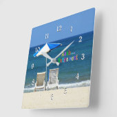 Aah...Pensionierung, ein Tag am Strand Quadratische Wanduhr (Winkel)