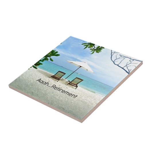 Aah...Ruhestand, entspannende Strandszene Fliese (Seite)