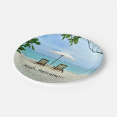 Aah...Ruhestand, entspannende Strandszene, Pappteller (Schrägansicht)