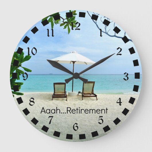 Aah Ruhestand...Entspannung am Strand Große Wanduhr (Vorderseite)