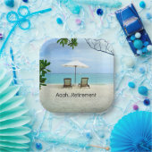 Aah Ruhestand...Entspannung am Strand, Pappteller (Party)