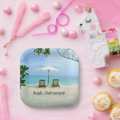 Aah Ruhestand...Entspannung am Strand, Pappteller (Party)