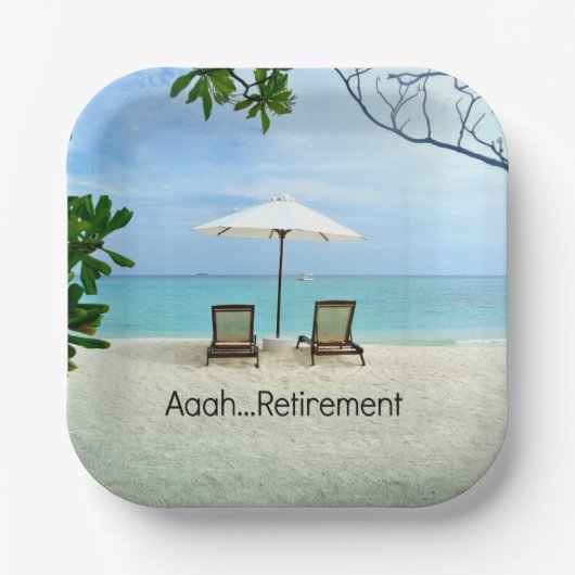 Aah Ruhestand...Entspannung am Strand, Pappteller (Vorderseite)