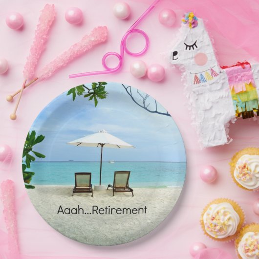 Aah Ruhestand...Entspannung am Strand Pappteller (Party)